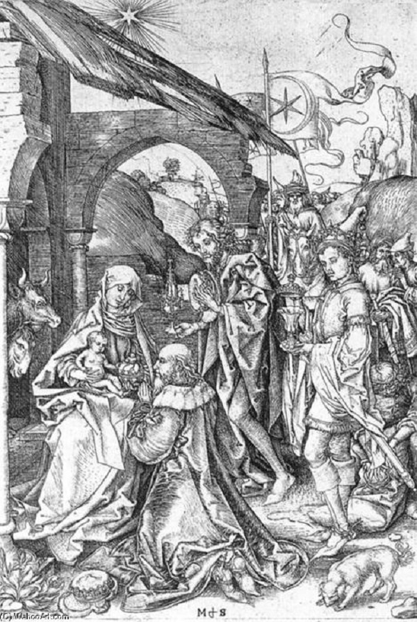 martin-schongauer-adorazione-dei-mari-1470-1478-incisione-bulino