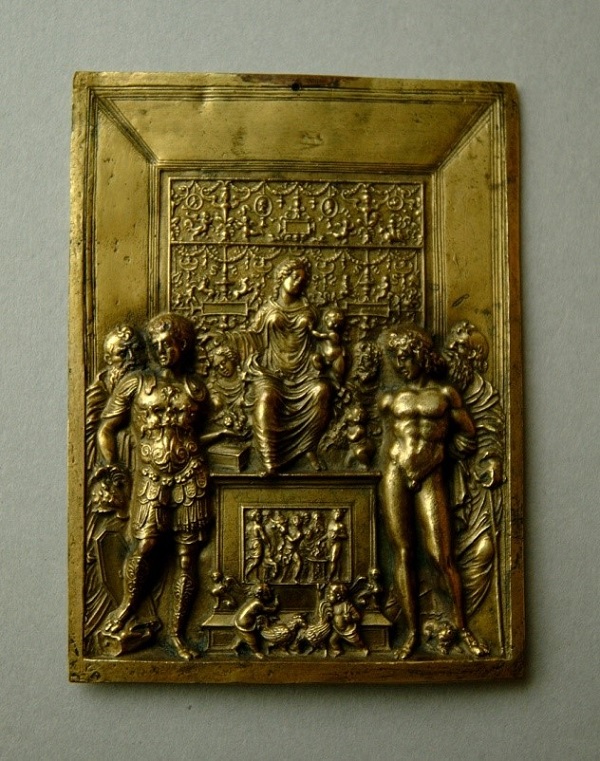 moderno-sacra-conversazione-placchetta-bronzo-dorato-padova-xvi-secolo