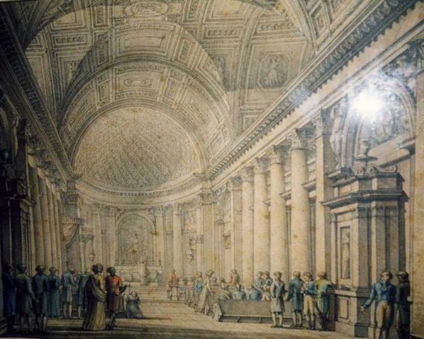 giacomo-quarenghi-intermo-chiesa-cavalieri-malta-sab-pietroburgo-disegno-acquerellato