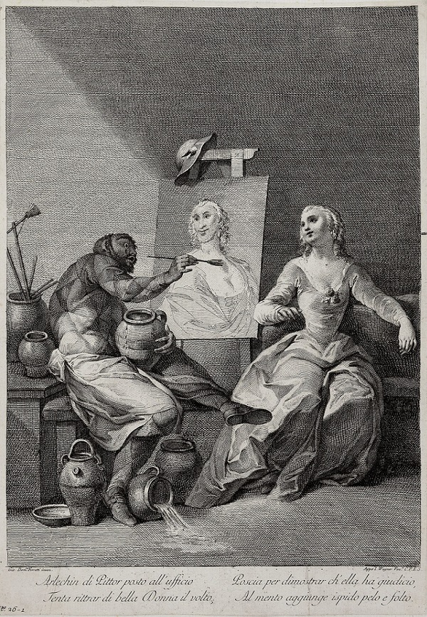 francesco-bartolozzi-giovanni-domenico-ferretti-arlecchino-pittore-1750-venezia-joseph-wagner-firenze-biblioteca-marucelliana