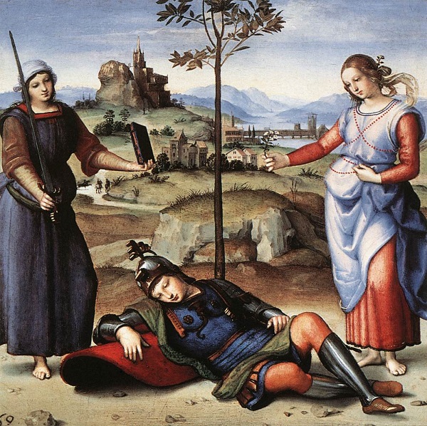 raffaello-sanzio-il-sogno-del-cavaliere-1503-1504-olio-su-tavola-loondra-national-gallery