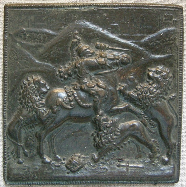 giovanni-francesco-enzola-cavaliere-contro-tre-leoni-bronzo-fine-xv-secolo