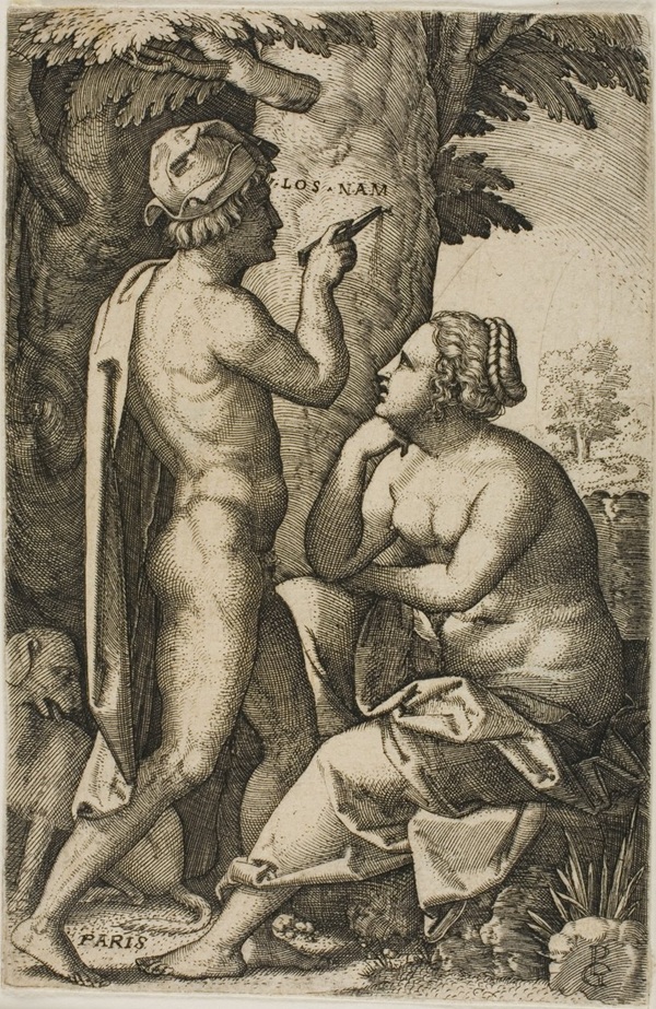 georg-pencz-paride-enone-incisione-siglata-gp